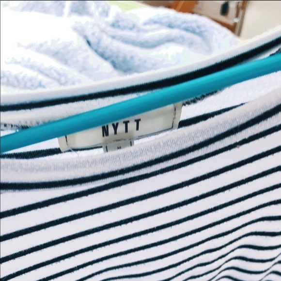 NYTT Peplum Black + White Tunic Short Sleeve Top - Picture 6 of 6